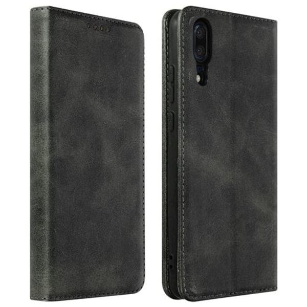 Huawei P20 Læder Wallet Case Stativfunktion - Sort