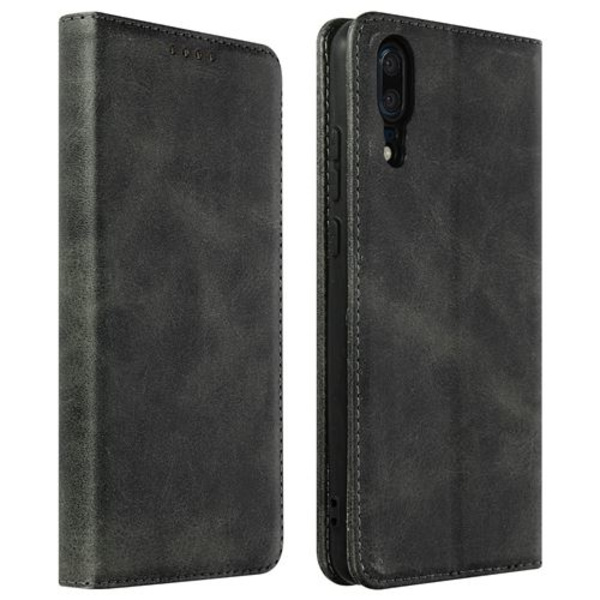Huawei P20 Lær Lommebok Etui Stativfunksjon - Svart
