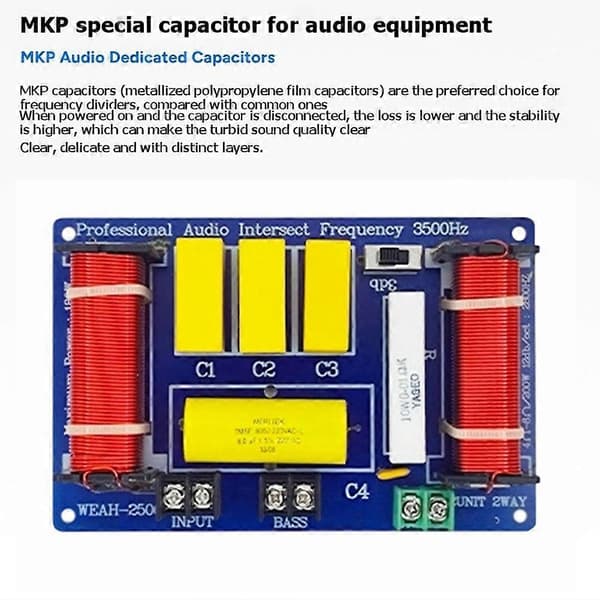 WEAH-2506C 300W 2-vejs Audio Højttaler Crossover Board Diskant Bas Frekvensdeler Loddefri Frekvensdeler