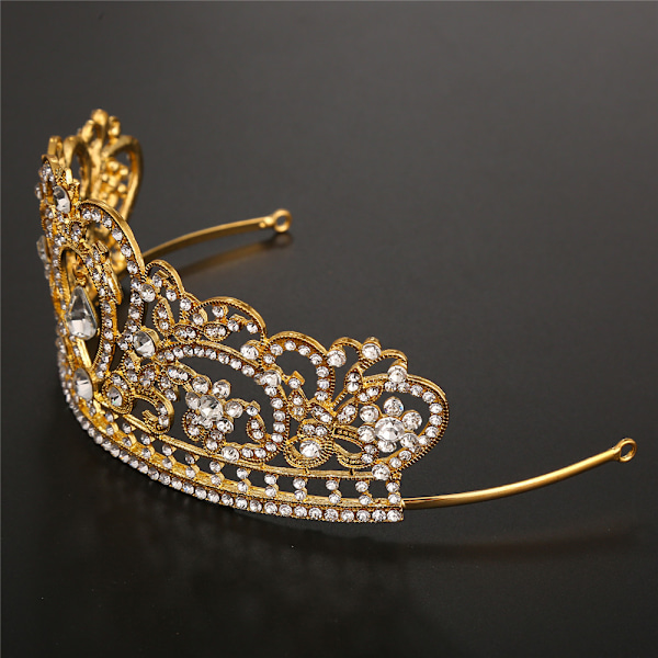 Lille Guld Krystal Krone Blomsterbuketter Tilbehør Rhinestone Bryllupskage Top Fødselsdag Krone Kage Dekorationer