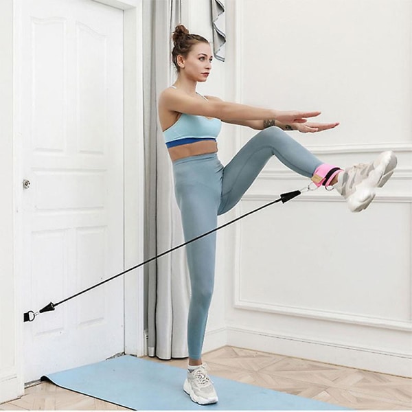Yoga Resistance Bands Ankelrem Set Elastiska Band Med Dörrankare Blue