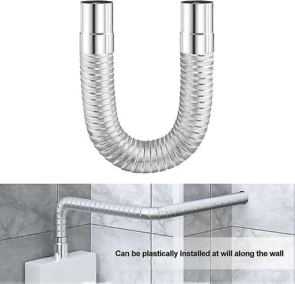 Flexibel skorstensfoder i rostfritt stål för skorstensrör, styva rör, multifuel diameter 50 mm, sträckområde 0,65-1,5 m
