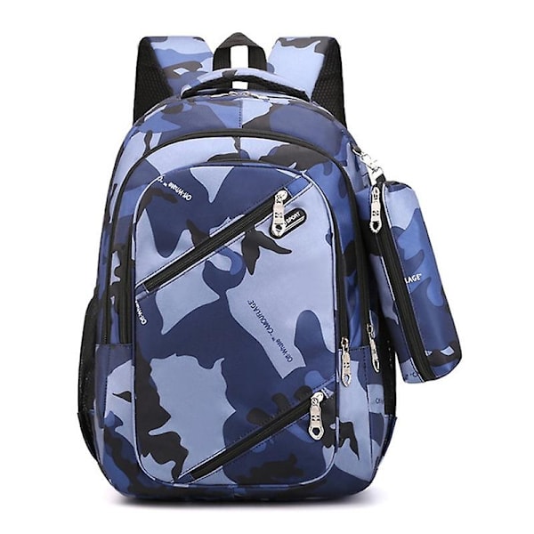Kamouflage Ryggsäckar Herr Resa Barn Skolväska Cool Kille Militär Skolväskor För Tonåringar Skolryggsäck Blue