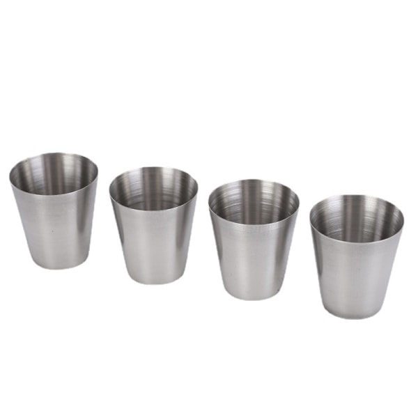 4 stk. 30ml Tykke Utendørs Vin Glass Rustfritt Stål Krus Praktisk Kald Drikke Kopp Enkelt Hvitvinsglass