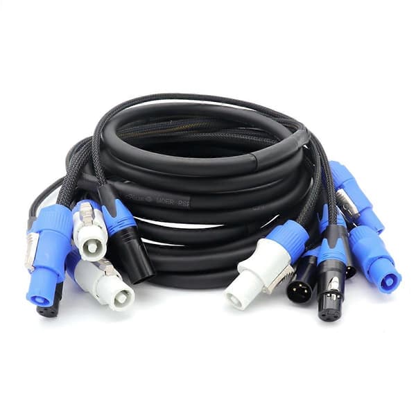 [LCS]Højkvalitets Powercon 3-bens XLR Combo Kabel 5m DMX512 Power Con Kabel 5m