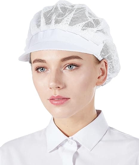 [LCS] Kokkehue, fabrikskantinekøkken, mesh, åndbar, 3 stk. white