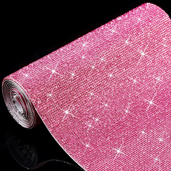 Kimaltavat Kristallitimanttitarrat DIY Itseliimautuva Kimaltava Timanttilevy Auton Koristeluun Pinkki, 23,9 cm x 20 cm