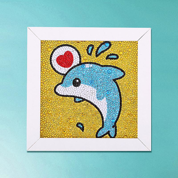 Små och enkla DIY 5D diamantmålningskit med ram för nybörjare Mr. Alpaca Baby Dolphin