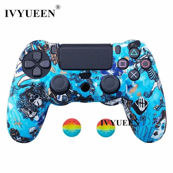 Ivyueen 25 färger silikonskal för Playstation Dualshock 4 PS4 Pro Slim-kontroller skyddande hölje tumspak grepp Witch