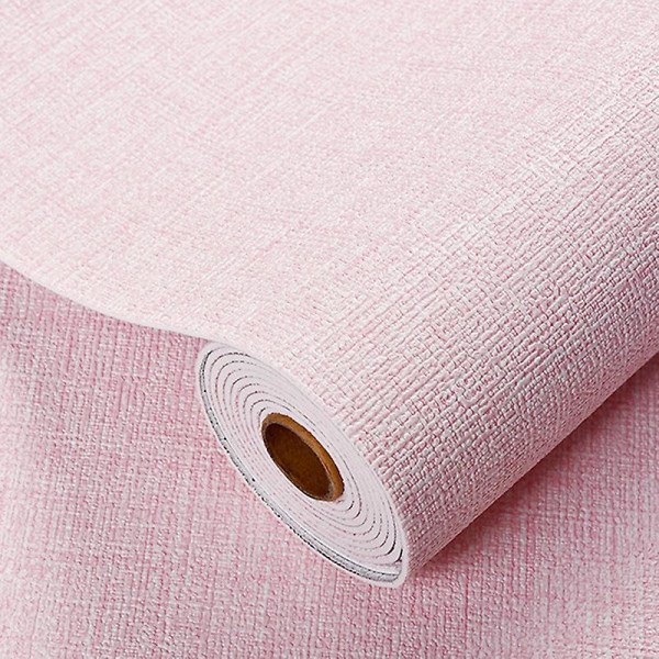 Faux linne texturerad tapet Avtagbar självhäftande stick kontakt papper väggdörr för accent vägg Pink