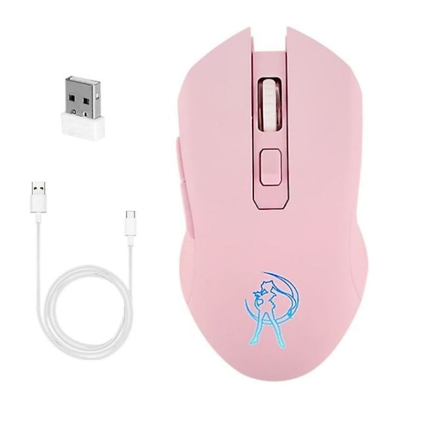 Rosa Silent Led Optical Game Möss 1600dpi 2,4g USB trådlös mus för PC Laptop