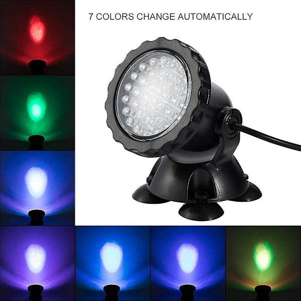 Akvarieprojektor med base Ip68 3,5w 12v Spotlampe Undervands Multifarvet Vinkeljusterbar Undervandslampe Led