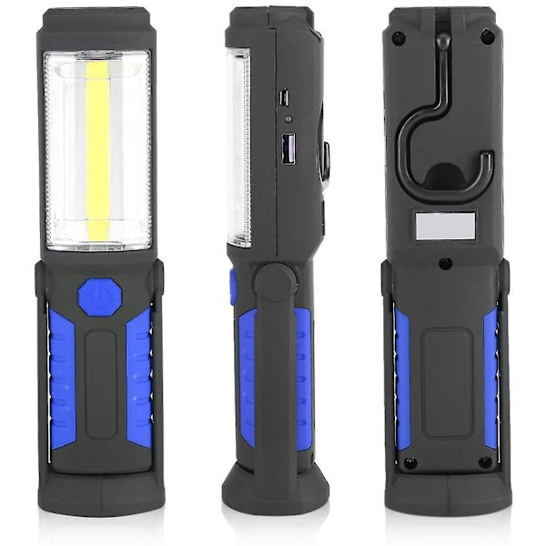 Ladattava LED-työvalaisin magneettisella LED-taskulampulla, 2200 mAh COB LED 650 lm 3 W (sininen)