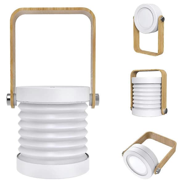Udtrækkelig LED Touch Lampe Sammenfoldelig Teleskopisk Natlys Lanterne Bordlampe White