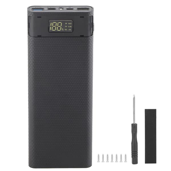 Quick Charge Version 8x18650 Power Bank Case USB DIY Kit Shell Batteriholder Opladningsboks Sort