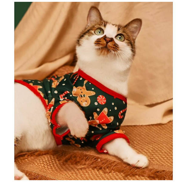 [LCS] Hund Kat Juleprintet Pull-over Kæledyrstøj Til Hvalp GINGER MEN M