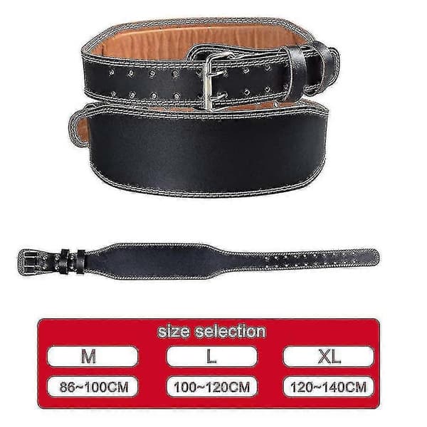 [LCS] Läder viktlyftarbälte, justerbart med spänne, ryggstöd Black XL