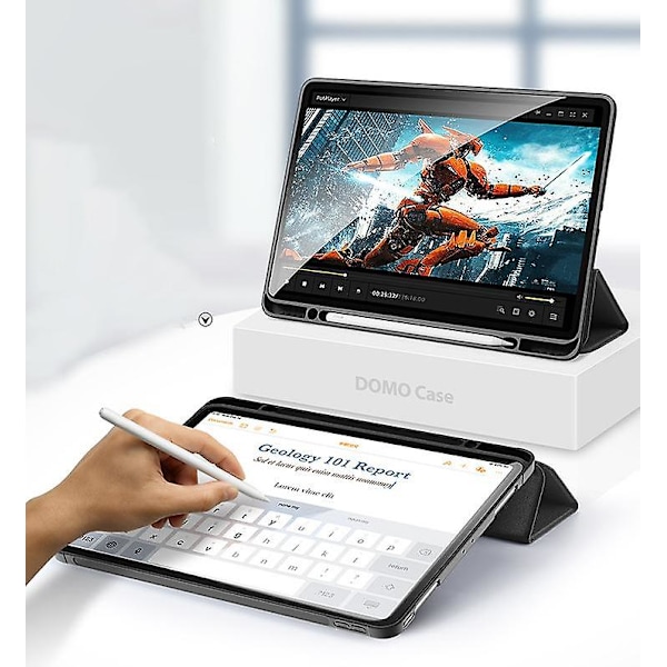 Fodral för Ipad Pro 12.9 2021 5:e generationen med pennhållare och automatisk sömn/väckning Black