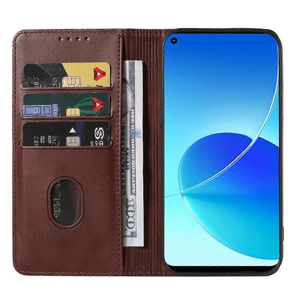 Magnetisk læder telefoncover til OPPO Reno6 Pro+ 5G Brown