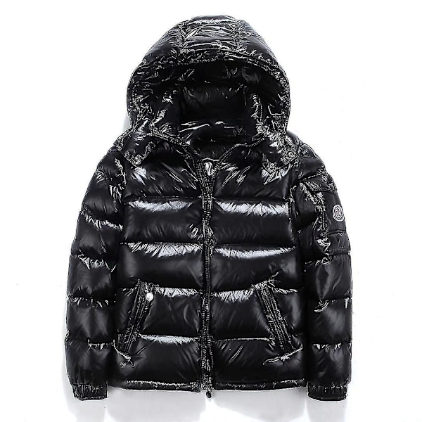 Dunjakke Herre Vinter Varm Jakke Ståkrage Knytehette Dunjakke Black XL