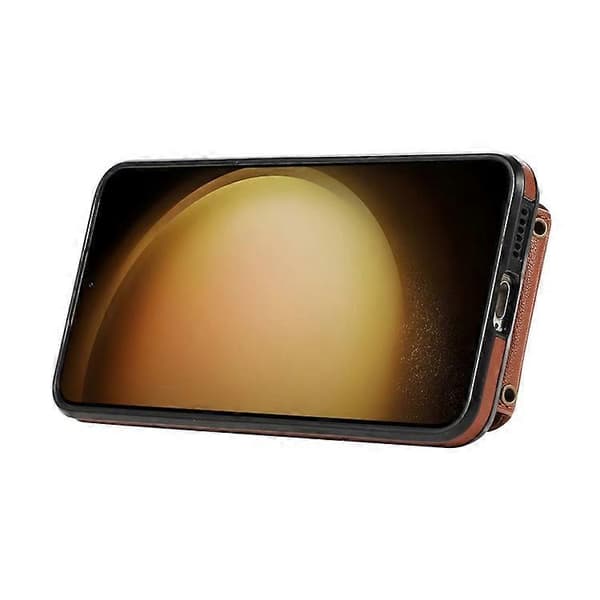 Kompatibelt deksel til Samsung Galaxy A36 5G med kortholder, ringstativ, TPU + PU-lær og lang stropp Brown