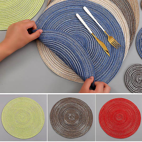 Pyöreä puuvillainen lasinalunen, lämmönkestävä ruokapöydän lautanen, matto kotitalouskäyttöön, suojaa pöytää palamiselta Red Pad Dyeing 18cm
