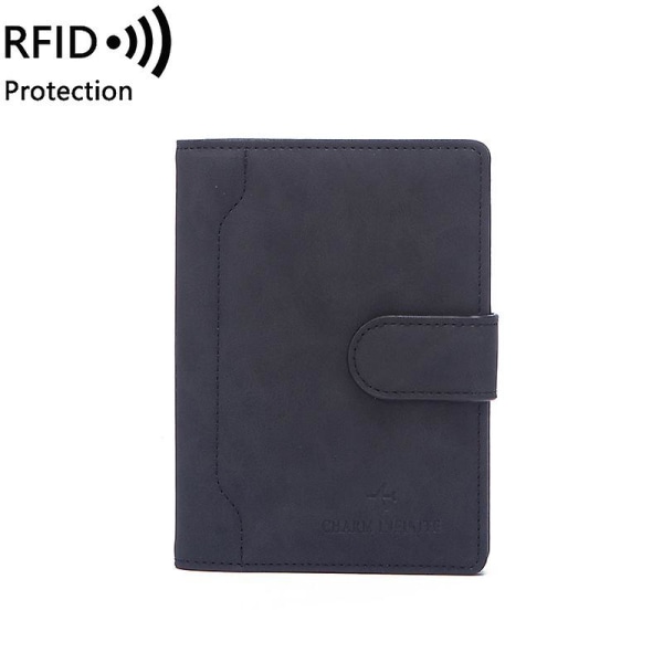 Ny Rfid-passväska Enkelt spänne Kort certifikatklämma för män och kvinnor Ultratunn biljettklämma för utlandsresor för att skydda Rfid/Nfc-signaler black