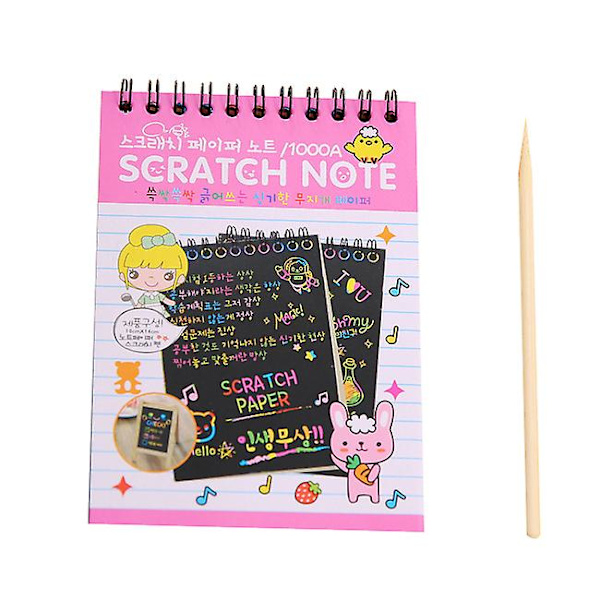 2 st Regnbågs Scratch Mini Konstanteckningar. DIY Festfavorit Tillbehör Kit pink