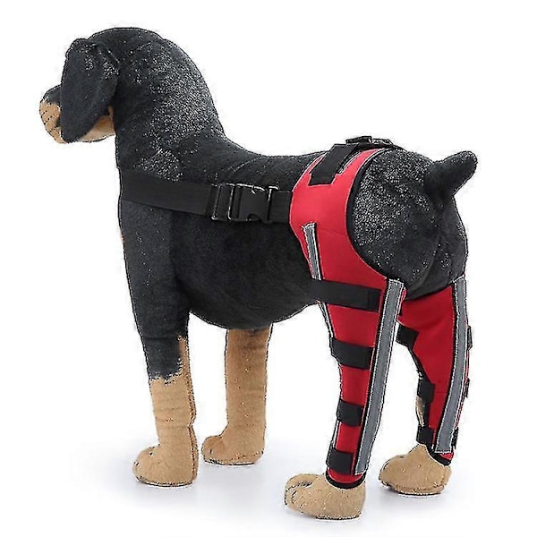 Par Hund Bagbenstøtte Til Hundeben Sårheling, Forebygger Ledskader Og Forstuvninger, Kæledyr Hund Ledbandage Reflekterende Rød S Reflective Red