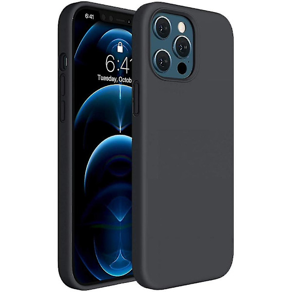 Iphone 12 Pro Max Iskunkestävä Nestemäinen Silikoni 6.7 Tuuman Kuori Black