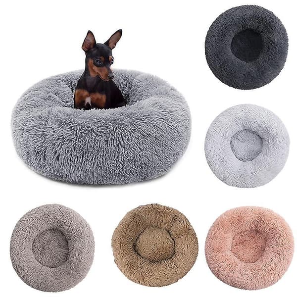 [LCS] Katt- och hundsängar Vintervarm sovsoffa Donut Cuddler Rund Varm Säng Husdjurstillbehör light gray