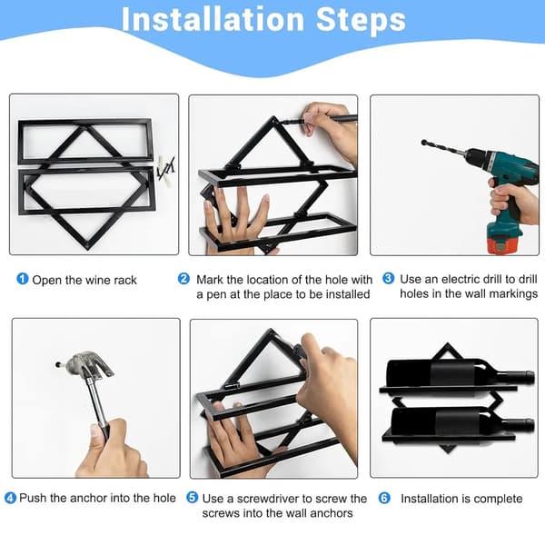 [LCS] Wine Rack Holder Hanging Rack Organizer, Wine Rack Red Wine Rack for Home Kitchen Bar Display Decor, (Style: Style2;)