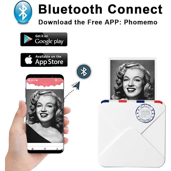 Mini Bluetooth Lommeprinter - 300dpi Termisk Mobilprinter