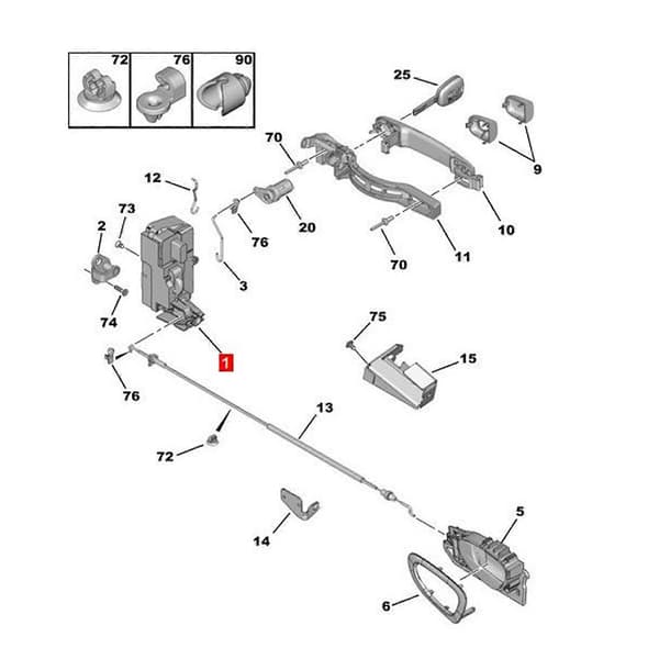 [LCS]Dörrlåsblocksenhet Fram Vänster Metall OEM Standard 307 Sedan 2004-11