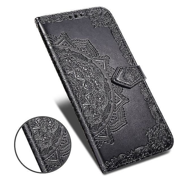 Redmi Note 7 Flower Wallet Phone case Cover - Svart