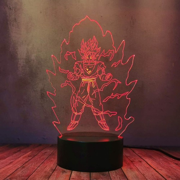 Barnpresent Anime Dragon Ball Kakarotto Son Goku Nattljus Touch Sensor Sovrum 3d Illusion Nattljus Ledanime Lampa Färgglad Fjärrkontroll Night L