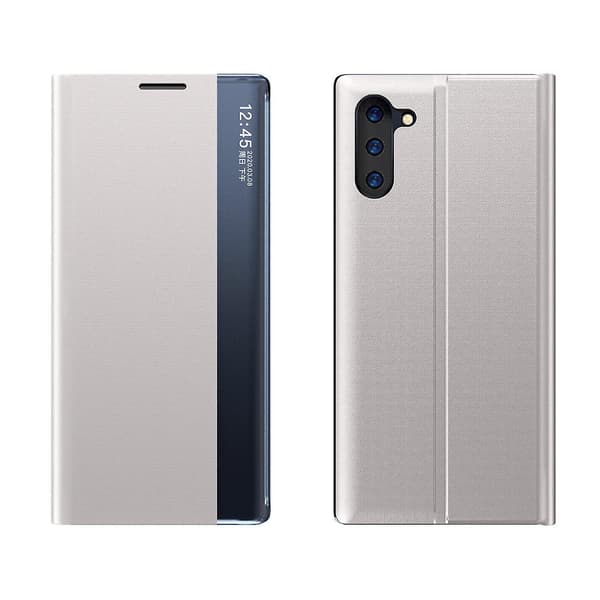 Til Galaxy Note 10 Plus Side Display Magnetisk Horisontal Flip Almindelig Tekstur Stof + PC-etui med & Til Galaxy Note 10 Plus Silver