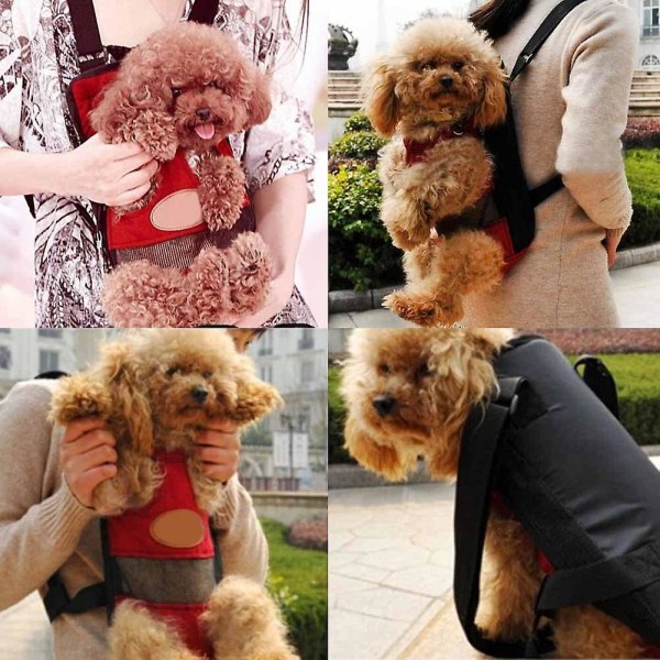 Ben-ut front hundhållare, handsfree justerbar ryggsäcksväska Red