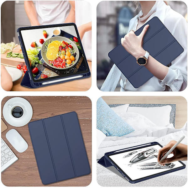Cover til Ipad Air 4. generation 2020 med penholder, Ipad Air4 10,9 tommer cover, Stødsikkert Smart Shell Blue