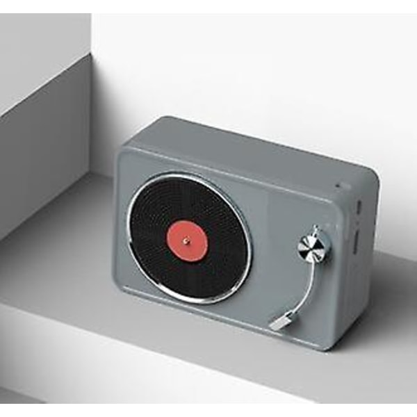 Vintage Bluetooth högtalare Mini multifunktionella högtalare TWS trådlösa bärbara stereohögtalare (grå)
