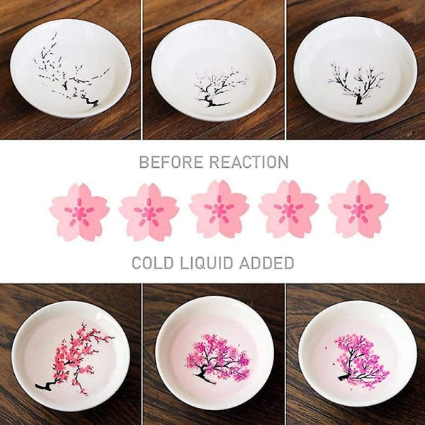 Magic Sakura Sake Cup Färgförändring med kallt/varmt vatten - se persika körsbärsblommor blommar magiskt Peach Blossom