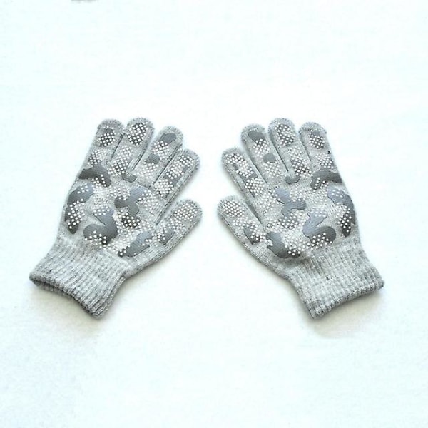 Warmom Varma stickade vinterhandskar för barn, barnhandskar pojke flicka utomhussporter halkfria kamouflage PVC offset-handskar för 5-11 år