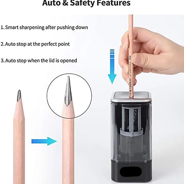 [LCS]Vässare Klassisk Kraftig Brevpapper USB-laddningsdriven Automatisk Elektrisk Penna Black