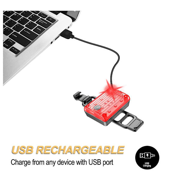 Polkupyörän takavalo 2 kpl, Erittäin kirkas USB ladattava