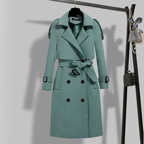 Klassisk trenchcoat för kvinnor, mellanlång, mode, vindtät jacka för höst, vår och vardagsbruk Khaki M Khaki