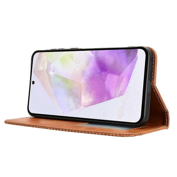 För Samsung Galaxy A56 5G Läderfodral Plånboksställ Retro Textur Telefonfodral - Svart Multicolor Brown