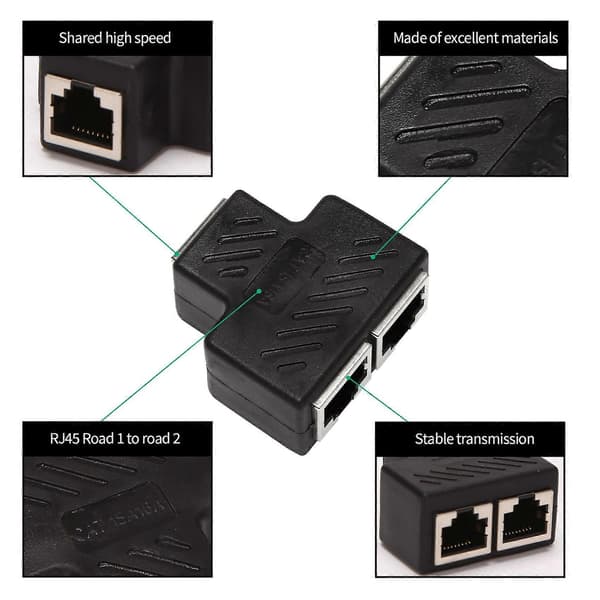 [LCS] 2-portars RJ45-splitteradapter LAN-nätverkskontaktplugg, 1 st