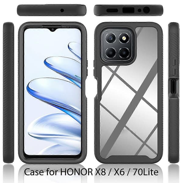 Stjernehimmel ensfarget støtsikkert TPU- og PC-deksel for Honor X8 5G / X6 4G / 70 Lite Black