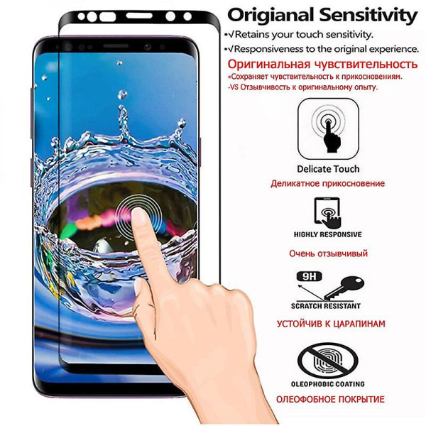 Helböjt härdat glas för Samsung Galaxy S8 S9 Plus Note 9 8 Skärmskydd för Samsung S6 S7 Edge Skyddsfilm For Galaxy S9 Plus