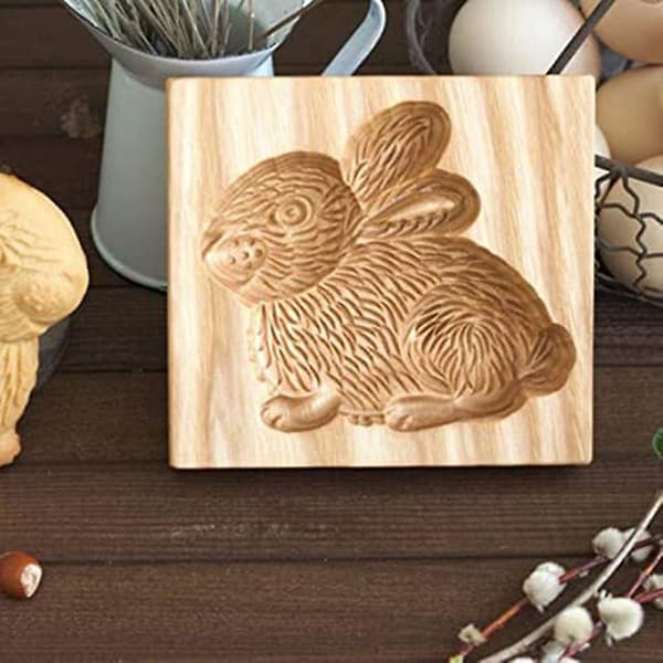 [LCS] Kakform präglingsstencil kompatibel med kakor Träpepparkaksform kompatibel med köks-DIY Rabbit